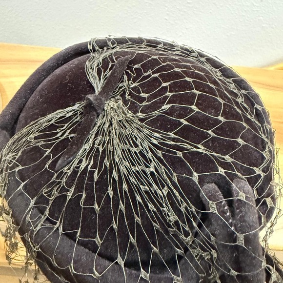 Vintage 50s Evelyn Varon Old Hollywood‎ Glamor Birdcage Veil Pillbox Beret Hat main image 7